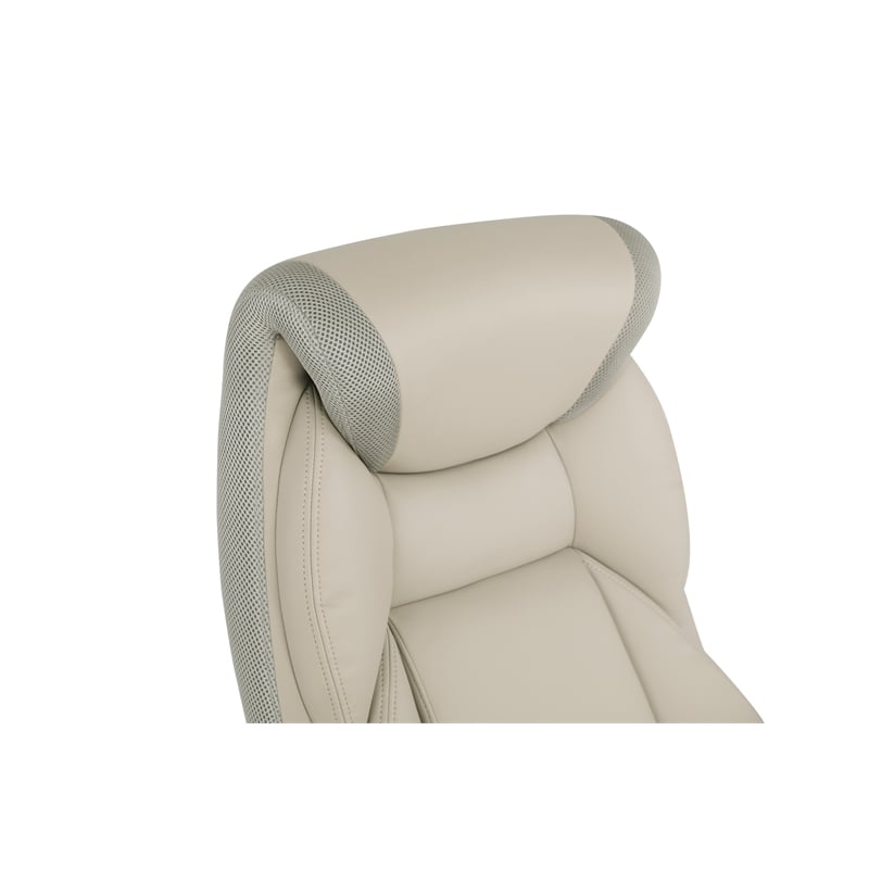 Pemberly Row Taupe Gray Bonded Leather Chair with Cocoa Coated Nylon Base