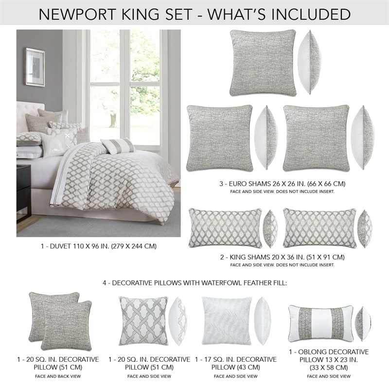 Pemberly Row 10-piece Fabric King Comforter Set in Gray/Platinum