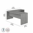 Pemberly Row 72W Bow Front L Shaped Desk in Modern Gray - Engineered Wood