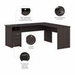 Pemberly Row 72W L Shaped Computer Desk with File in Heather Gray - Wood