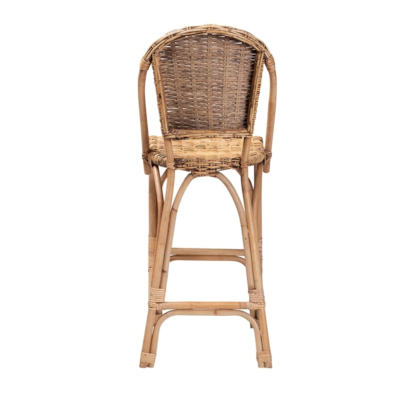 Pemberly Row Modern / Contemporary Bohemian Natural Rattan Bar Stool