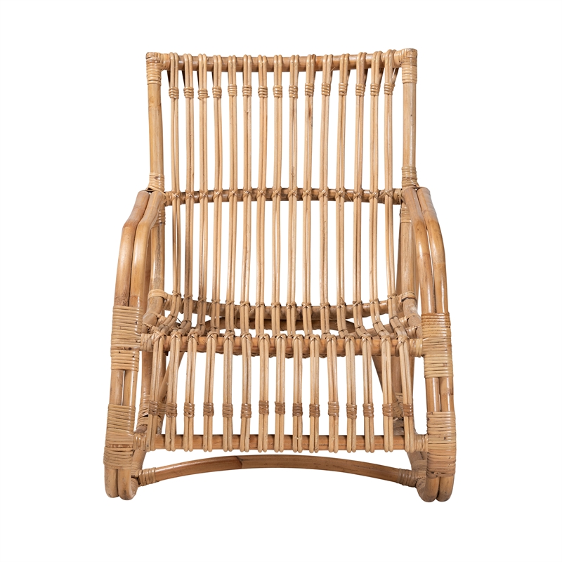 Pemberly Row Contemporary Bohemian Natural Rattan Accent Chair
