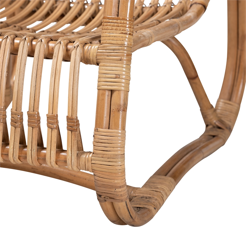Pemberly Row Contemporary Bohemian Natural Rattan Accent Chair