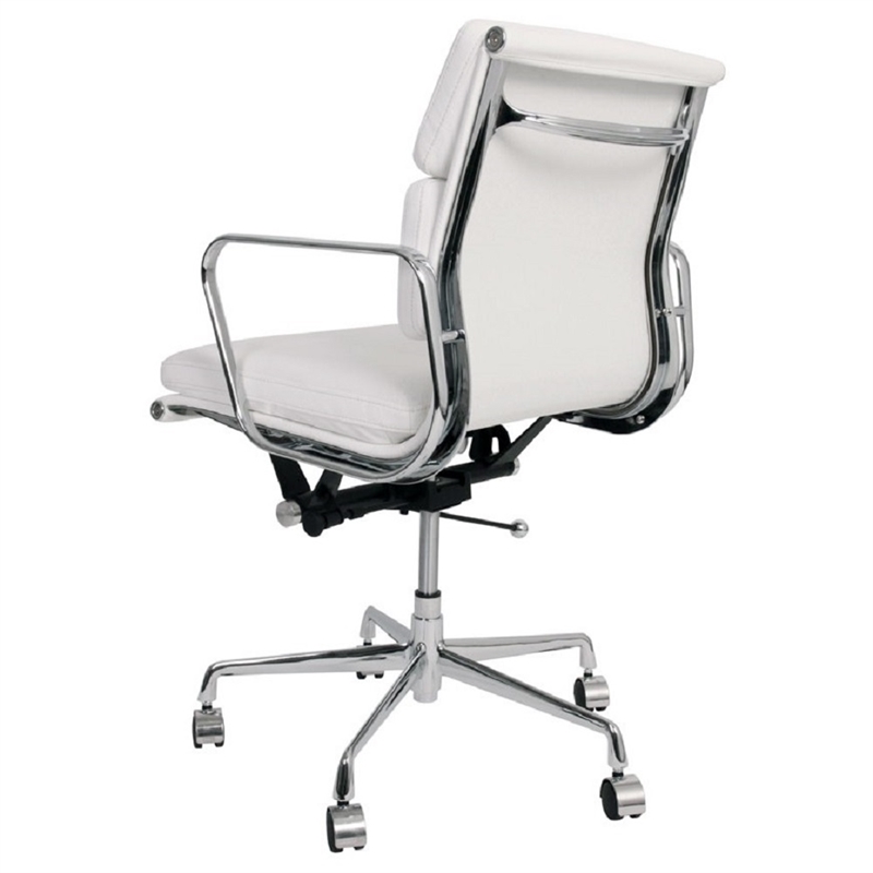 Pemberley Row Faux Leather White Office Chair Adjustable 23