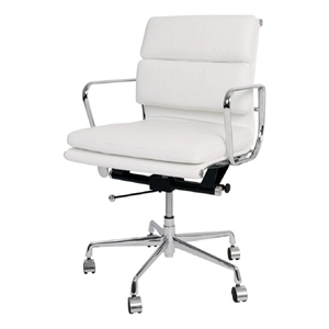 Pemberley Row Faux Leather White Office Chair Adjustable 23&quot x 24.5&quot x 42&quot Unassembled