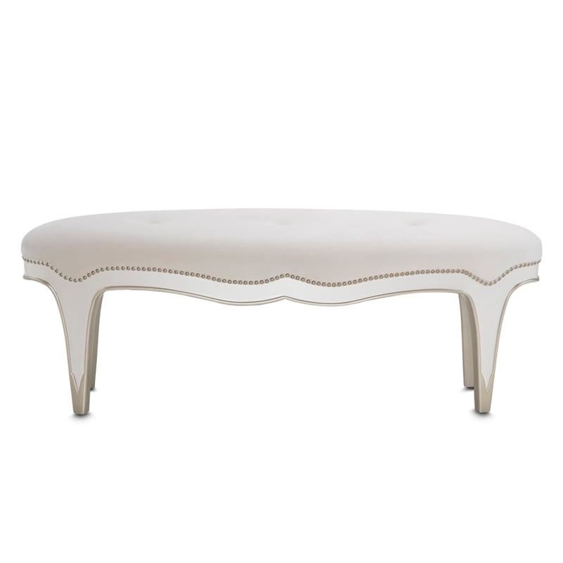 Pemberly Row Modern / Contemporary Velvet Bed Bench - Creamy Pearl