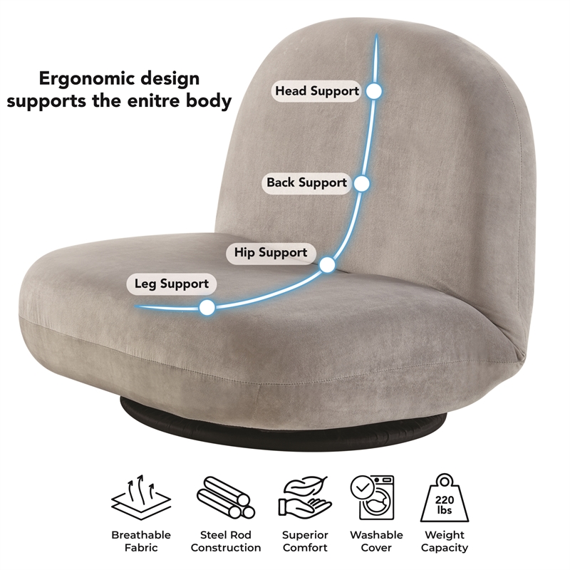 Pemberly Row Modern / Contemporary Plush Recliner/Floor Chair Gray