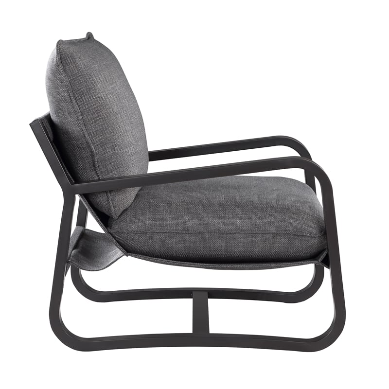 Pemberly Row Sling Chair Upholstered in Charcoal Gray Fabric with Metal Frame