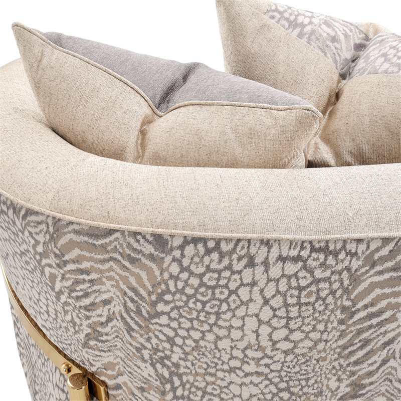 Pemberly Row Contemporary Transitional Loveseat in Opal  /  Gold