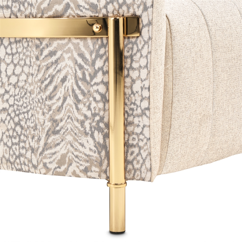 Pemberly Row Contemporary Transitional Loveseat in Opal  /  Gold