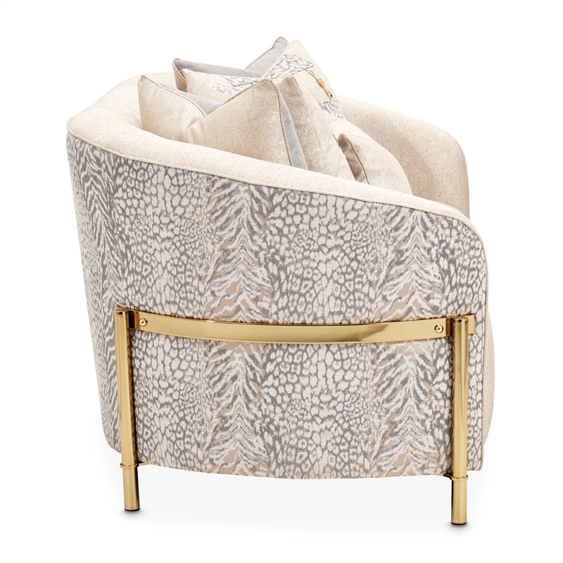 Pemberly Row Contemporary Transitional Loveseat in Opal  /  Gold