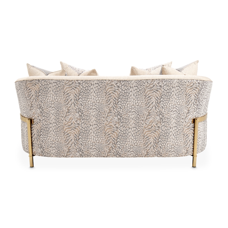 Pemberly Row Contemporary Transitional Loveseat in Opal  /  Gold