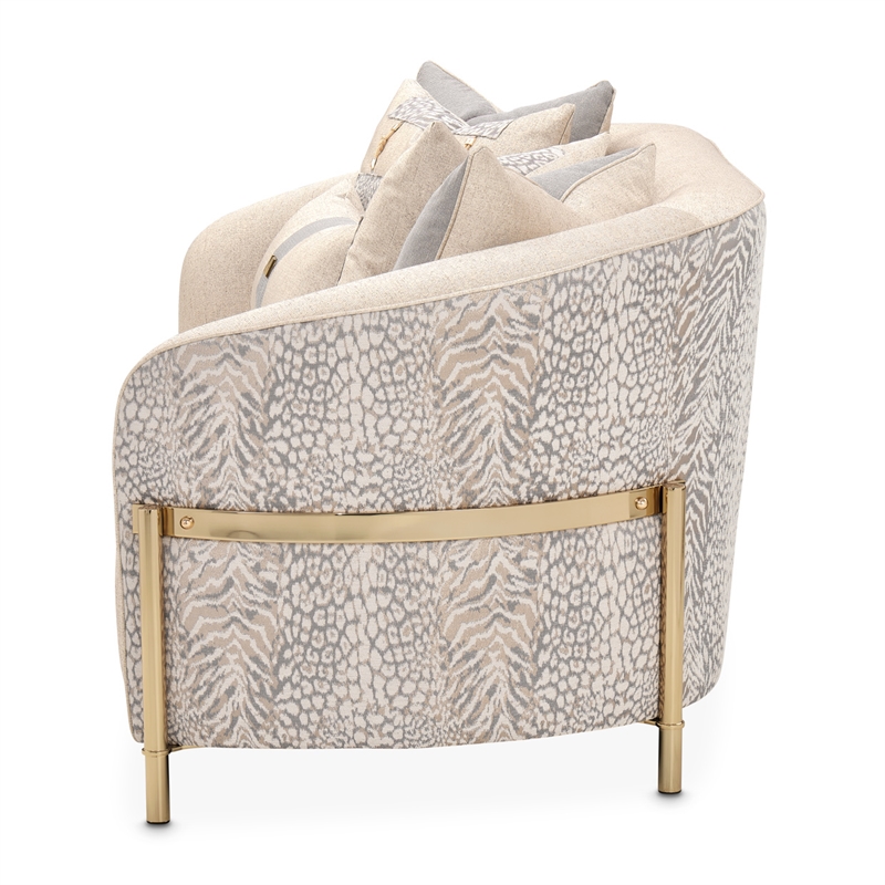 Pemberly Row Contemporary Transitional Loveseat in Opal  /  Gold