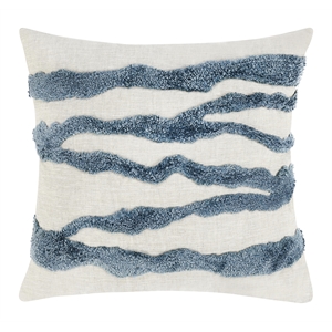 Pemberly Row 22&quot Belgian Linen Fabric Blend Throw Pillow Blue