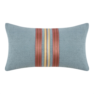 Pemberly Row Modern 14&quotx26&quot Cotton Linen Blend Throw Pillow Blue