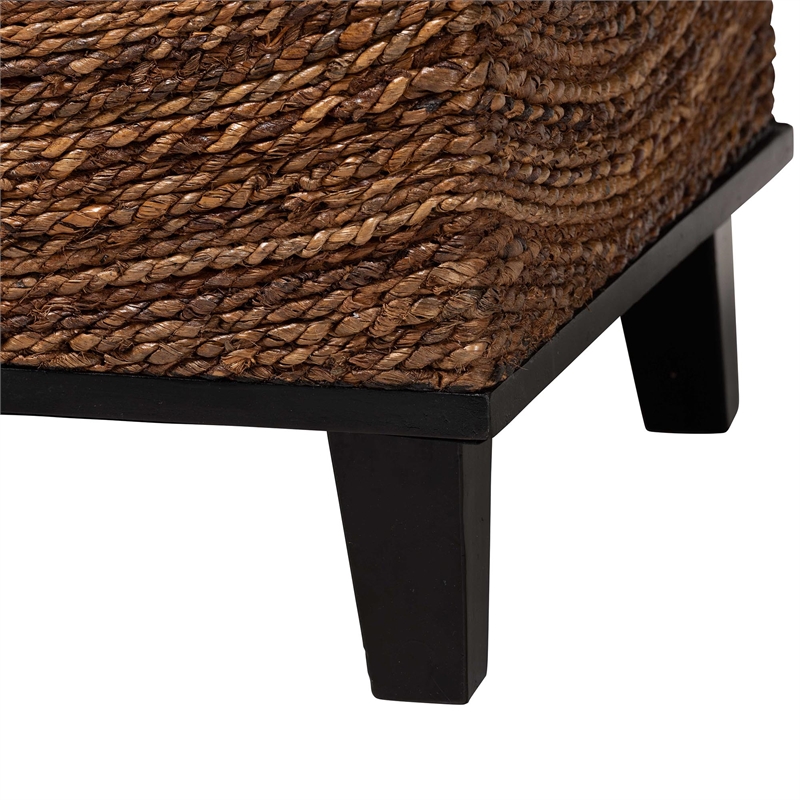 Pemberly Row Contemporary Bohemian Natural Seagrass End Table