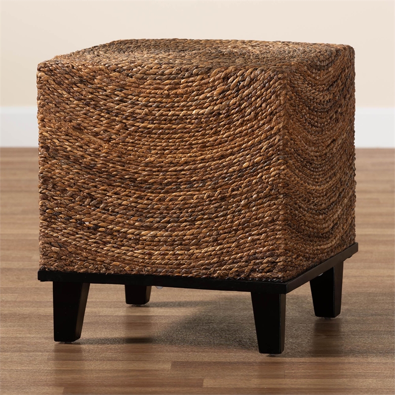 Pemberly Row Contemporary Bohemian Natural Seagrass End Table