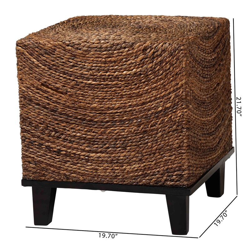 Pemberly Row Contemporary Bohemian Natural Seagrass End Table