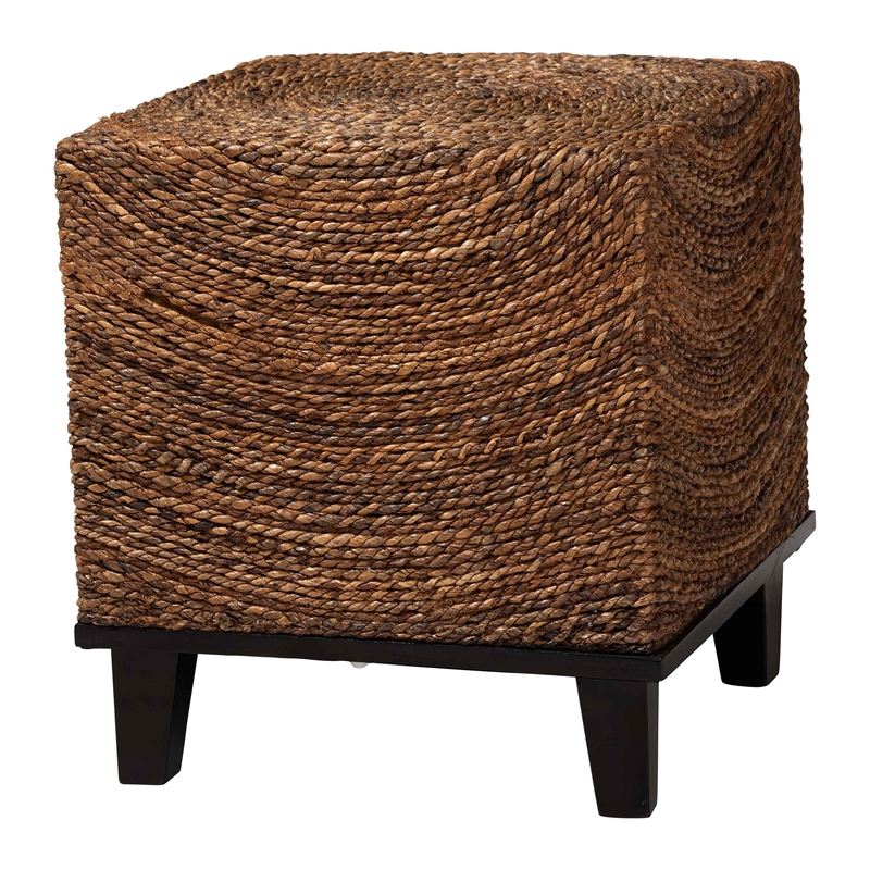 Pemberly Row Contemporary Bohemian Natural Seagrass End Table