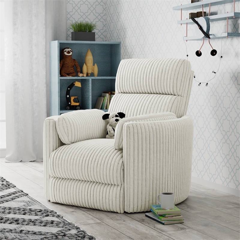 Pemberly Row Power Swivel Glider Recliner Two Pack in White