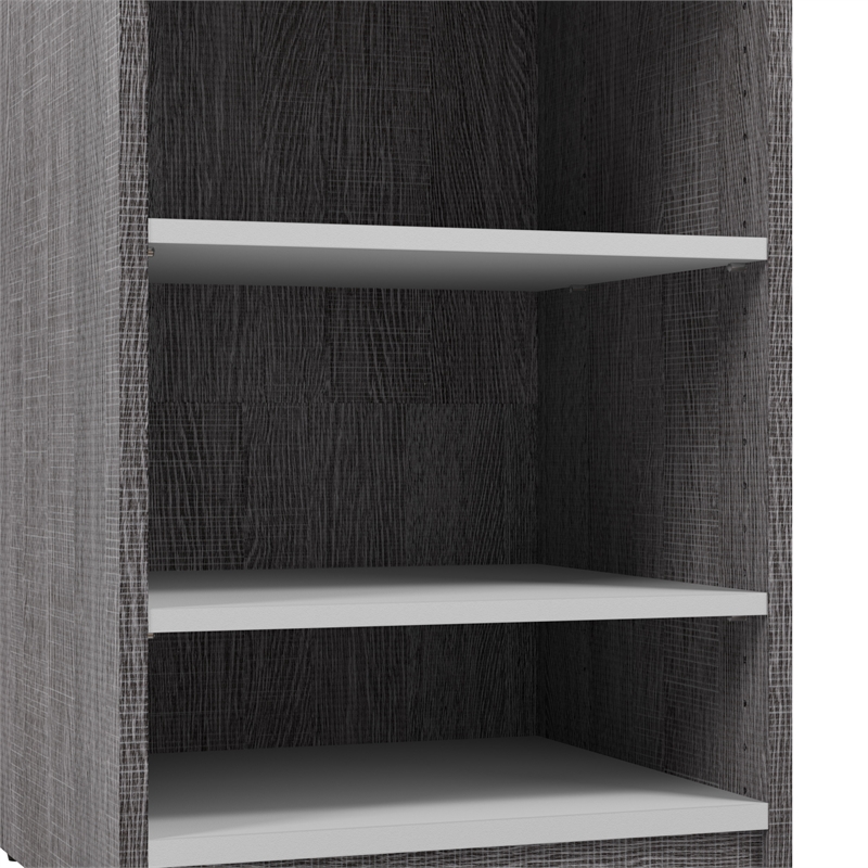 Pemberly Row 20W Nightstand in Bark Gray and White - Engineered Wood