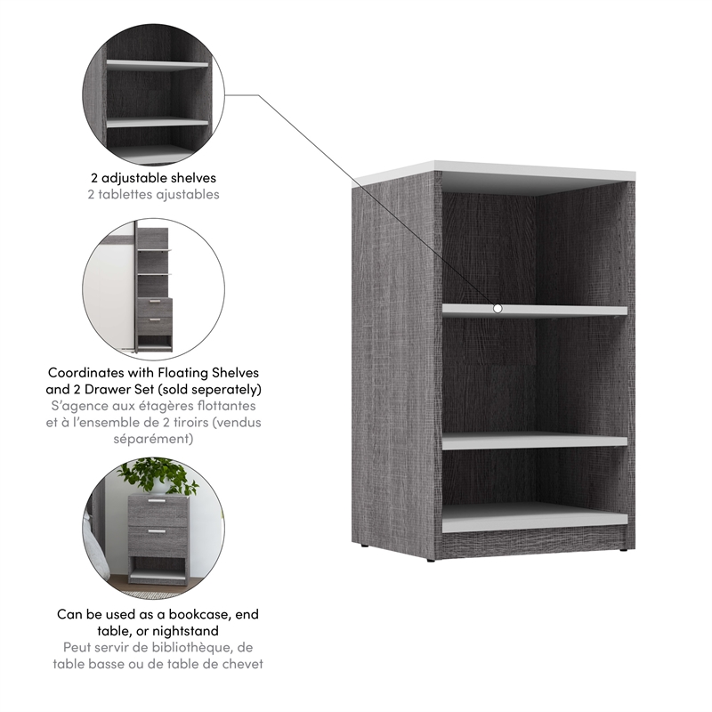 Pemberly Row 20W Nightstand in Bark Gray and White - Engineered Wood