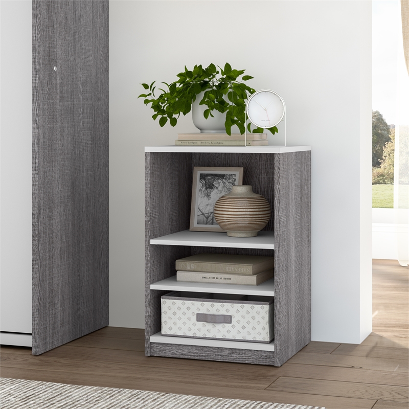 Pemberly Row 20W Nightstand in Bark Gray and White - Engineered Wood
