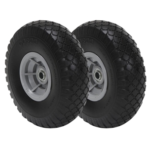 Pemberly Row 10&quot Flat Free Replacement Wheels in Black (Set of 2)