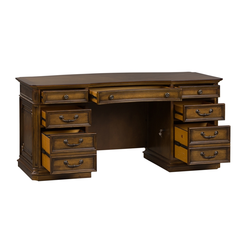Pemberly Row Contemporary Medium Brown 5 Piece Jr Executive set