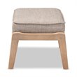 Pemberly Row Light Gray Upholstered Antique Oak Wood Ottoman