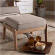 Pemberly Row Light Gray Upholstered Antique Oak Wood Ottoman