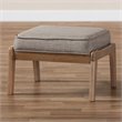Pemberly Row Light Gray Upholstered Antique Oak Wood Ottoman