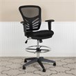 Pemberly Row Contemporary Mid Back Mesh Drafting Stool in Black