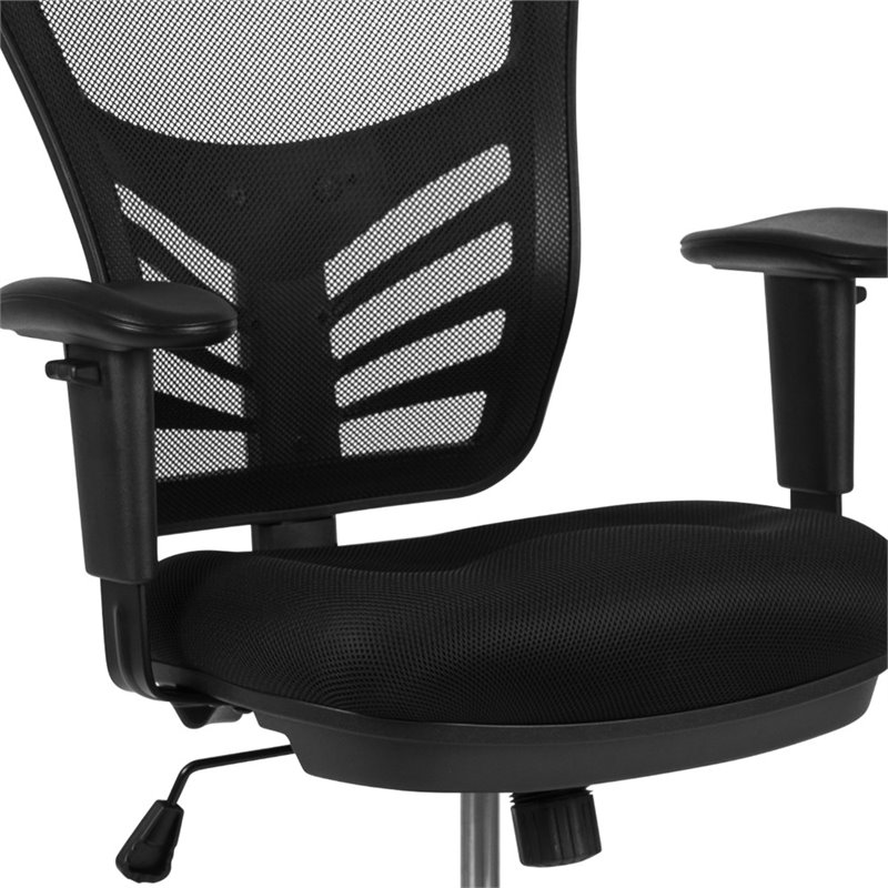 Pemberly Row Contemporary Mid Back Mesh Drafting Stool in Black