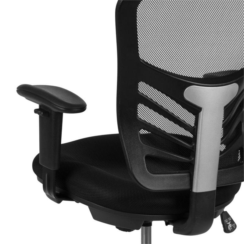 Pemberly Row Contemporary Mid Back Mesh Drafting Stool in Black