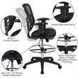 Pemberly Row Contemporary Mid Back Mesh Drafting Stool in Black