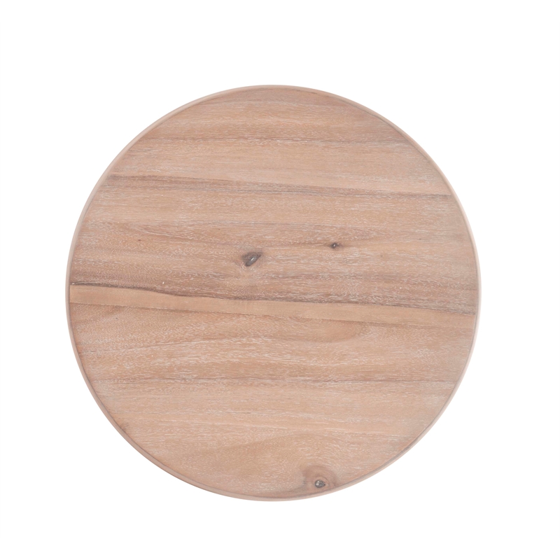 Pemberley Row Wood Natural Brown Side Table Round Pedestal Base Assembly Required