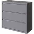 Pemberly Row 42in Wide 3 Drawer Metal Lateral Filing Cabinet Arctic Silver