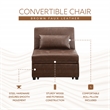 Pemberly Row Upholstered Faux Leather Convertible Chair to Sofa Bed in Brown