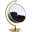 Pemberly Row Black Fabric Acrylic and Metal Swing Bubble Accent Chair