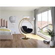 Pemberly Row Black Fabric Acrylic and Metal Swing Bubble Accent Chair