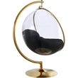 Pemberly Row Black Fabric Acrylic and Metal Swing Bubble Accent Chair