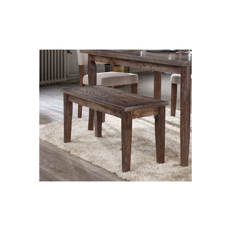 Pemberly Row Transitional Solid Wood Dining Room Bench in Antique Natural Oak