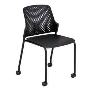 Pemberly Row Stack Chair with Casters in Black - 21.88&quotL x 22&quotW x 33&quotH