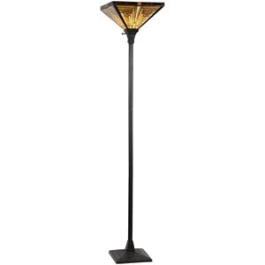 Pemberly Row Tiffany-style 1 Light Mission Torchiere Floor Lamp 14&quot Shade
