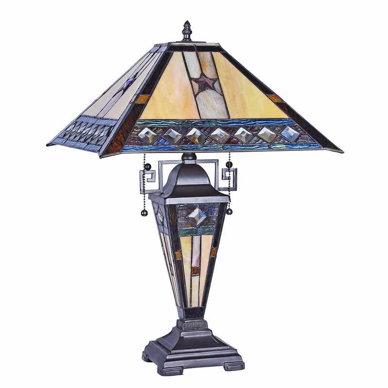 Pemberly Row Tiffany-style 1 Light Double Lit Table Lamp 16