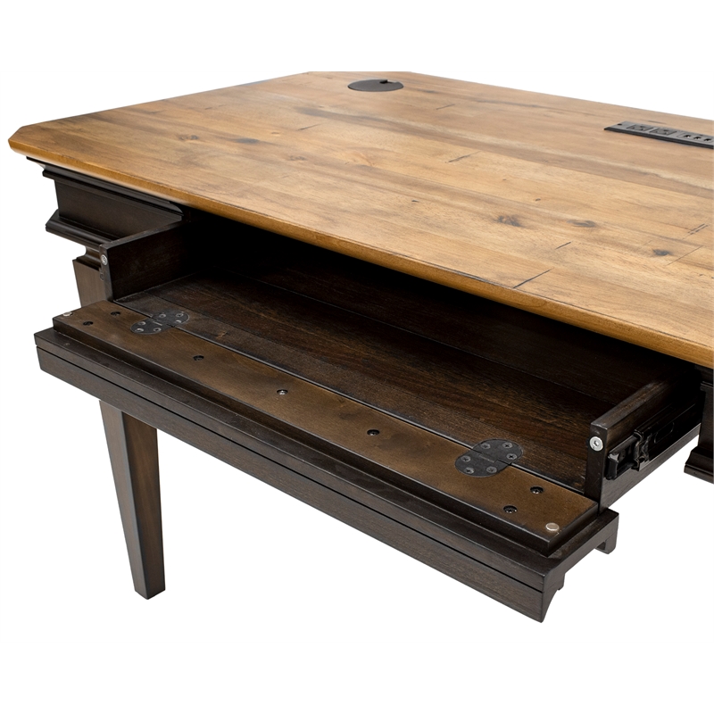 Pemberly Row Executive Writing Desk Writing Table Office Desk Wood Top Brown
