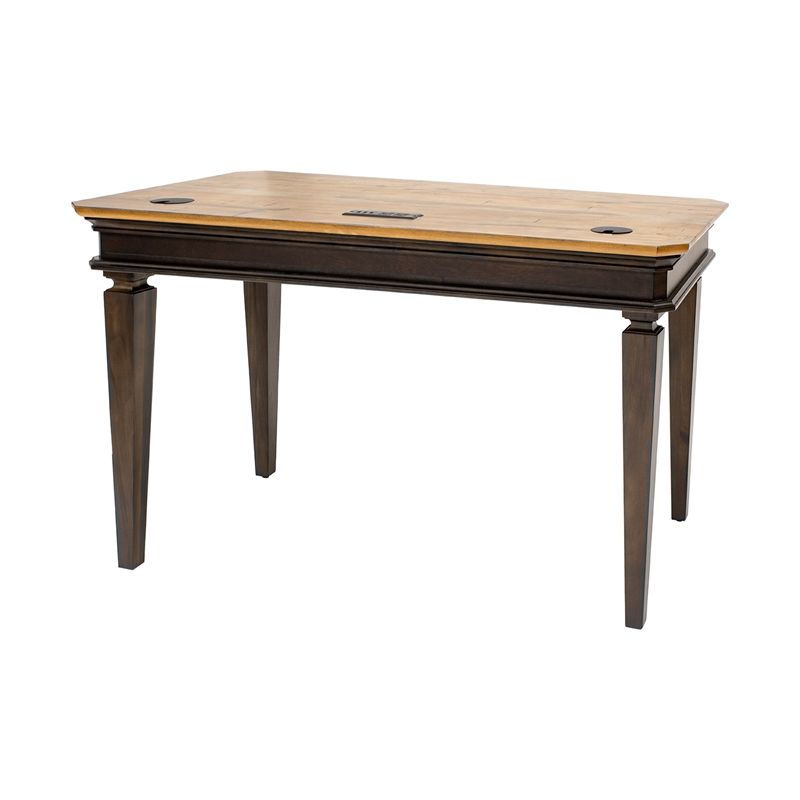 Pemberly Row Executive Writing Desk Writing Table Office Desk Wood Top Brown