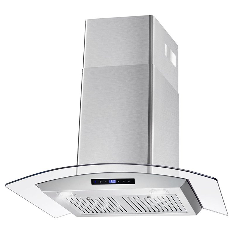 Pemberly Row 380 CFM Ducted Wall Mount Stainless Steel Range Hood - Silver