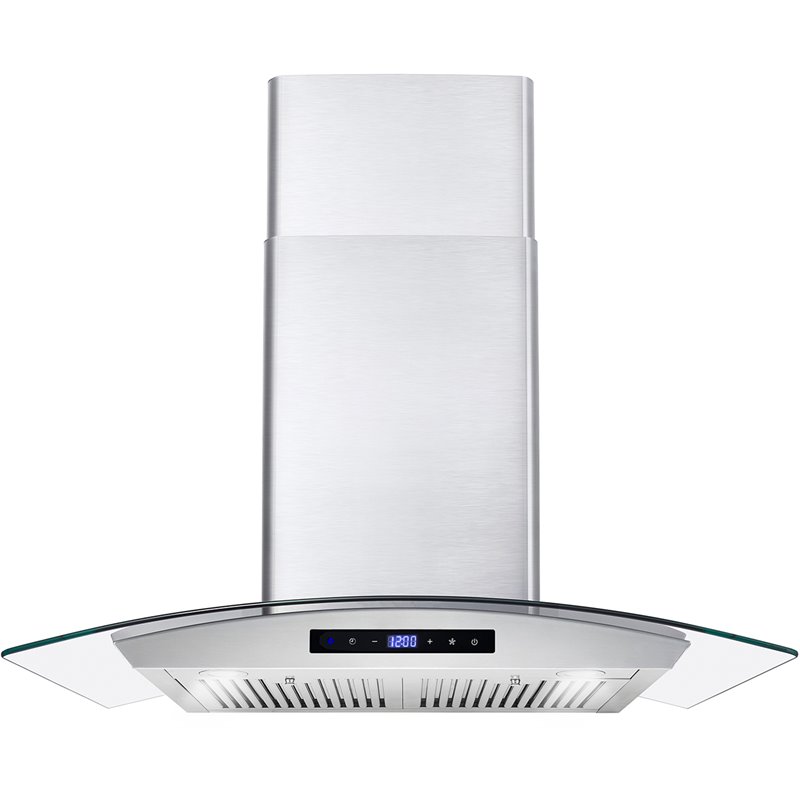 Pemberly Row 380 CFM Ducted Wall Mount Stainless Steel Range Hood - Silver